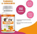 Cúrcuma (Turmeric) para Perros – 180 Comprimidos Sabor Pato – Fórmula Avanzada para Articulaciones con Piperina