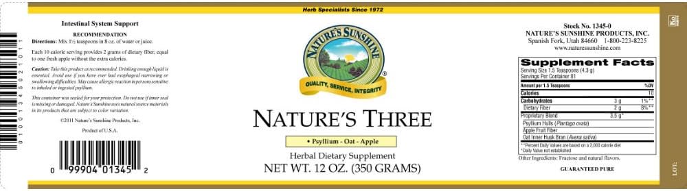 Nature's Three - Mezcla de Fibras Soluble e Insoluble (340 g)