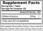 EVLution Nutrition Cafeína – 200 mg por Dosis – 100 Comprimidos – Energía, Enfoque y Resistencia