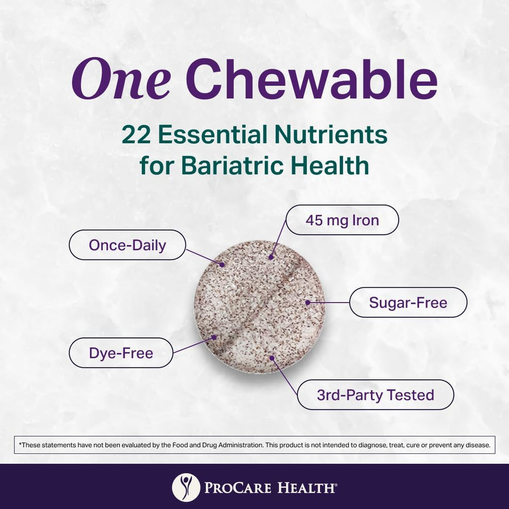 ProCare Health Multivitamínico Bariátrico con Hierro 45mg - 90 Comprimidos Masticables Sabor Frutas