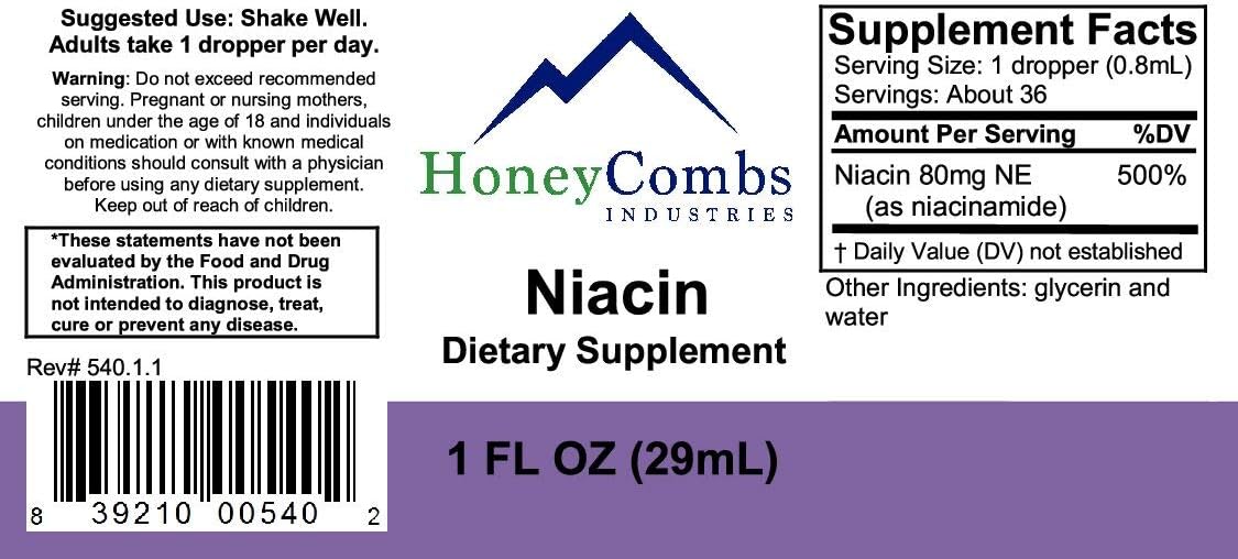 Vitamina B3 Niacina 80mg Gotas Líquidas - Suplemento de Niacina Líquida, Vegano, Sin OGM, Sin Alcohol - 30ml