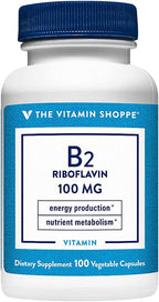 The Vitamin Shoppe Riboflavina Vitamina B2 100mg - 100 Cápsulas