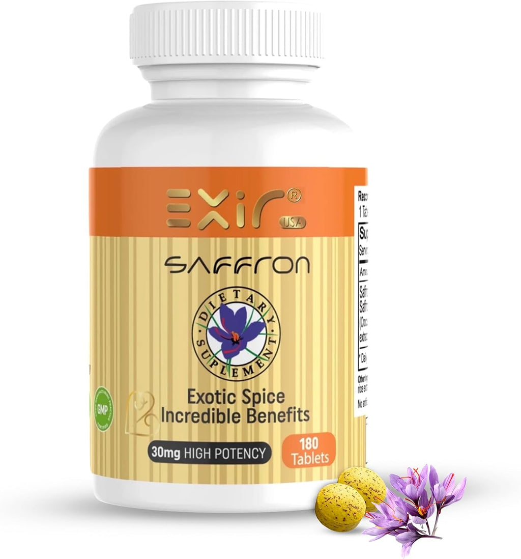 EXIR Azafrán 30 mg - 180 Comprimidos - Suplemento Natural para el Estado de Ánimo