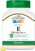21st Century Vitamins Vitamina E 400 UI, 110 Cápsulas Blandas