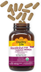 Country Life Realfood Organics Multivitamínico para Mujeres – Orgánico, Vegano, Sin Gluten – 1300mg Alimentos Integrales Fermentados – 60 Comprimidos