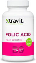 Xtravit Ácido Fólico 800 mcg – Complemento para Embarazo, Lactancia y Postparto – 60 Comprimidos Veganos