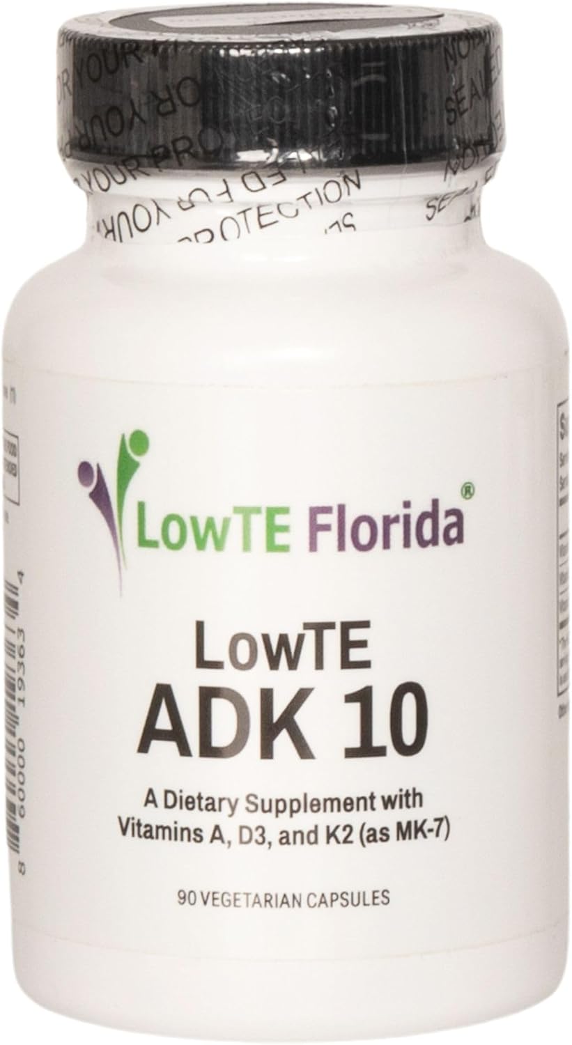 LowTE Florida ADK 10-90 Cápsulas | Complejo de Vitaminas A, D3 y K2 | Alta Potencia con D3 10.000 UI y K2 500 mcg