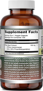 Amazing Nutrition Extracto de Corteza de Pino 100 mg - 120 Cápsulas Vegetales - No-GMO, Sin Gluten