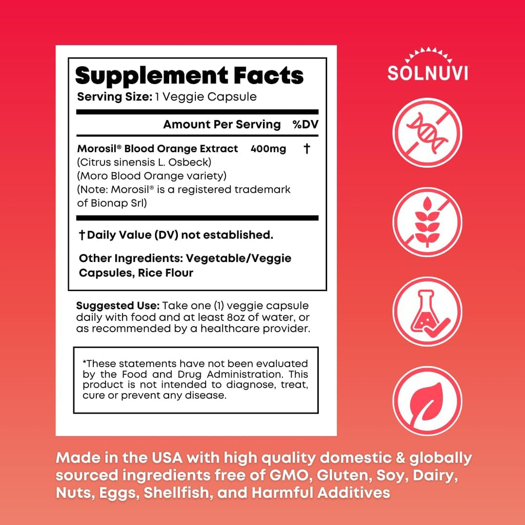 Morosil Extracto de Naranja Moro 400 mg - 60 Cápsulas Vegetales