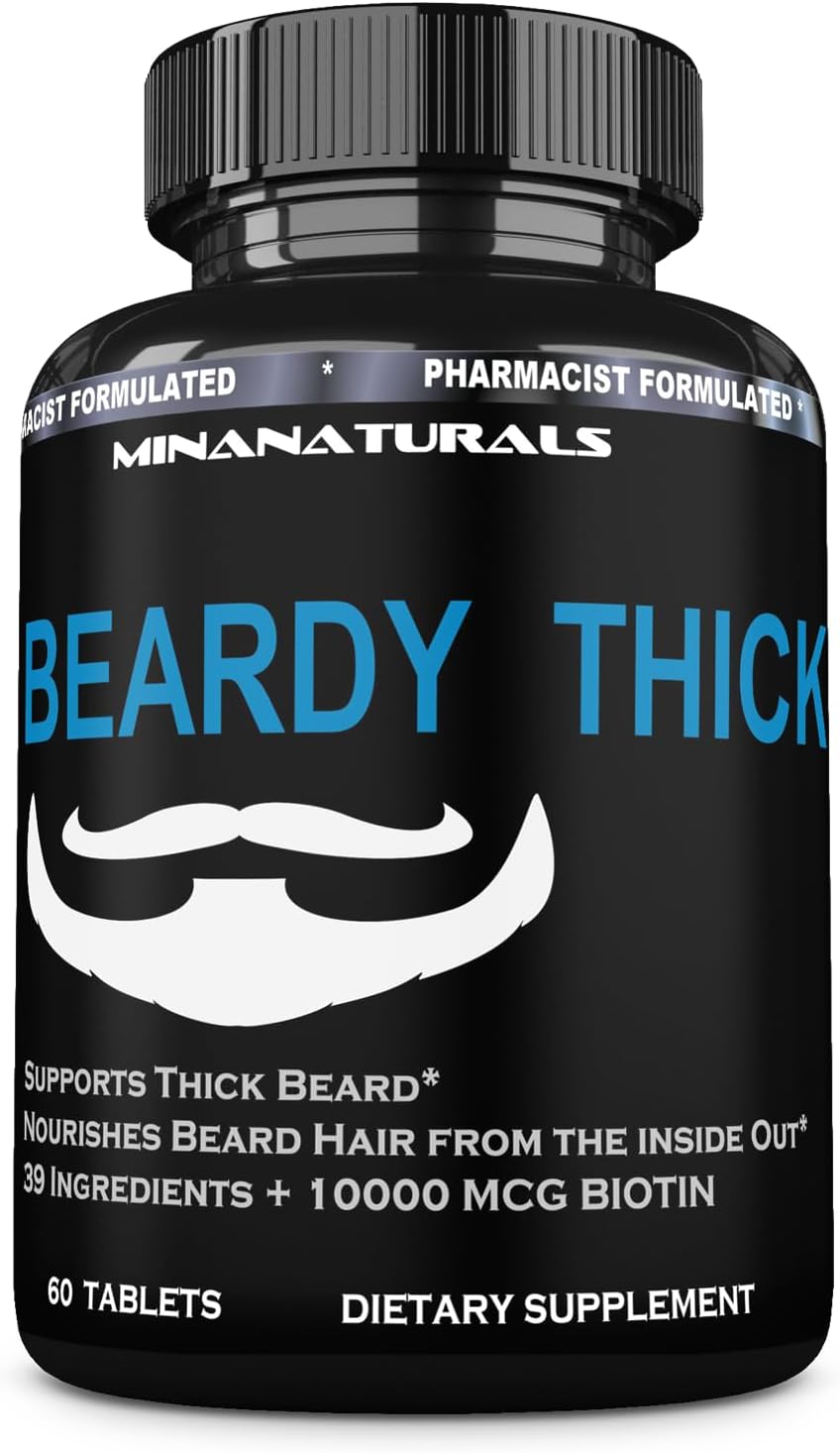 BEARDY Suplemento para Barba con Biotina 10000 mcg, Keratina, Colágeno, Silicio - 60 Comprimidos