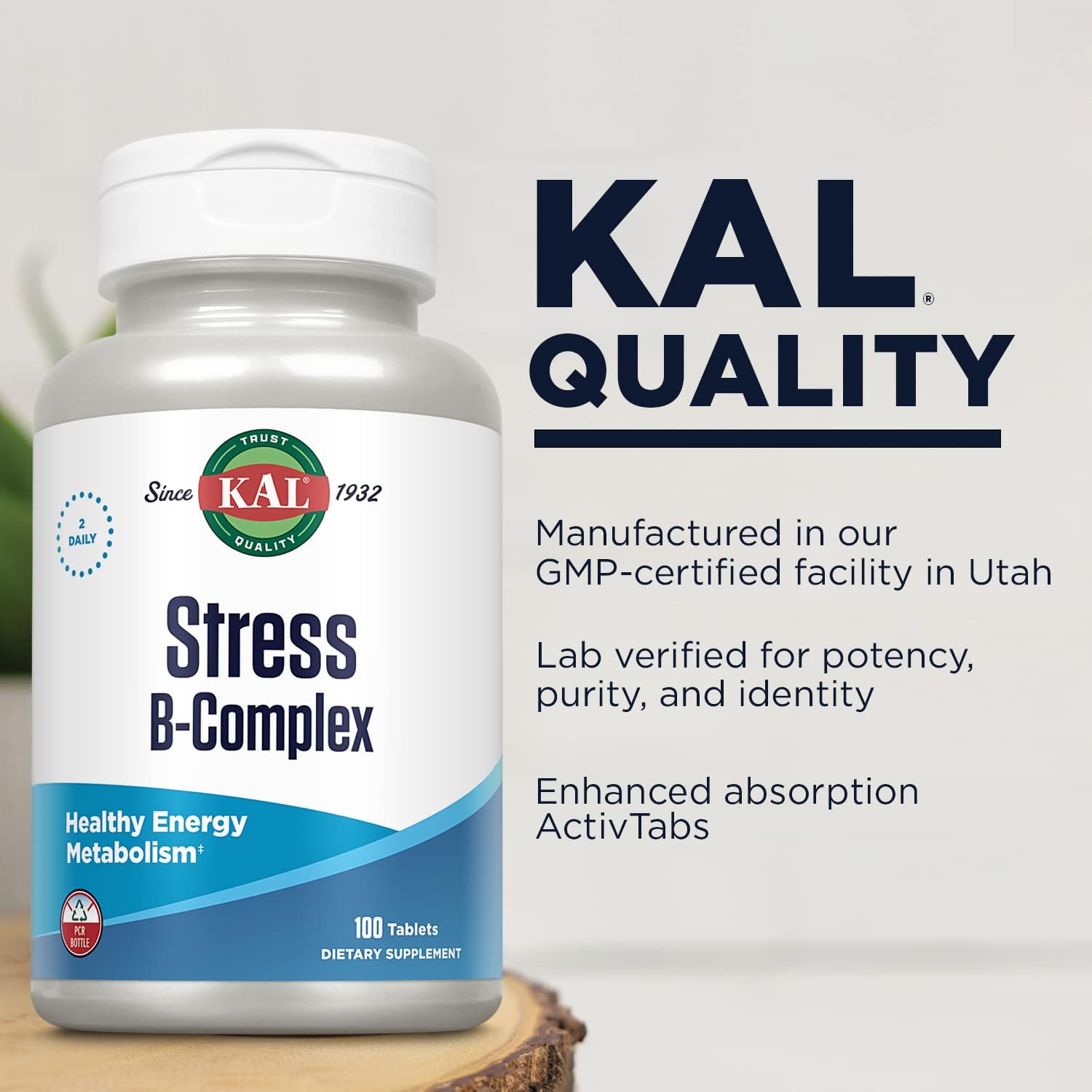 KAL Stress B Complex - Complejo B con Vitaminas B12, B6 y Ácido Fólico, 100 Comprimidos