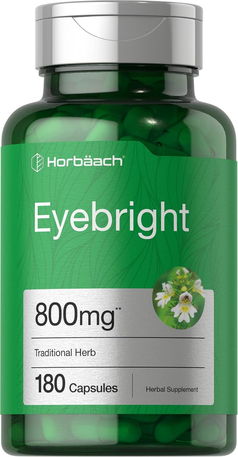 Horbäach Suplemento Herbal de Eyebright | 180 Cápsulas | Sin OGM, Sin Gluten