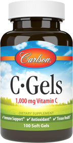 Carlson C-Gels, 1000 mg, Vitamina C en cápsulas blandas, 100 cápsulas