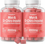 kindnature Myo-Inositol & D-Chiro Inositol Gummies – 2000mg + 50mg, Ratio 40:1, con Vitamina D y Folato, Sabor Sandía, Vegano (120 Gominolas)