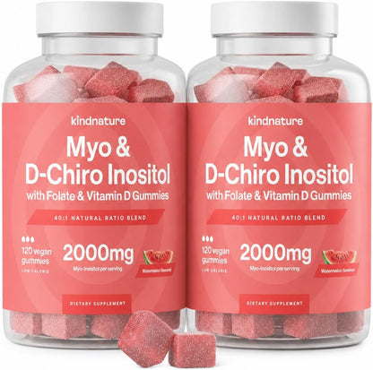 kindnature Myo-Inositol & D-Chiro Inositol Gummies – 2000mg + 50mg, Ratio 40:1, con Vitamina D y Folato, Sabor Sandía, – Image 10