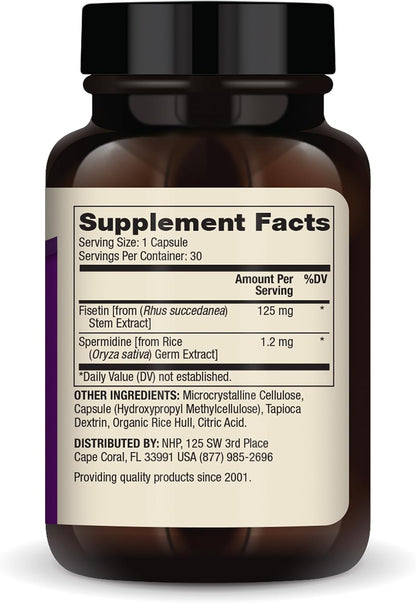 Dr. Mercola Fisetina y Espermidina, 30 Cápsulas, 125 mg de Fisetina, No-OGM, Sin Gluten, Sin Soja – Image 2