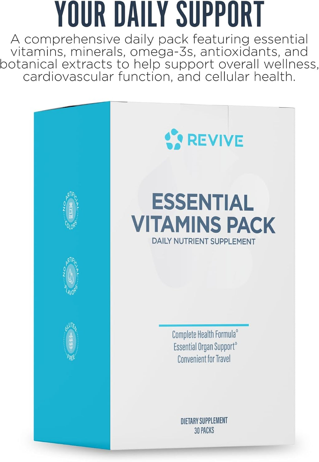 Revive MD Essential Vitamin Packs – Multivitamínico Diario en Sobres con Arjuna y Cúrcuma – 30 Dosis
