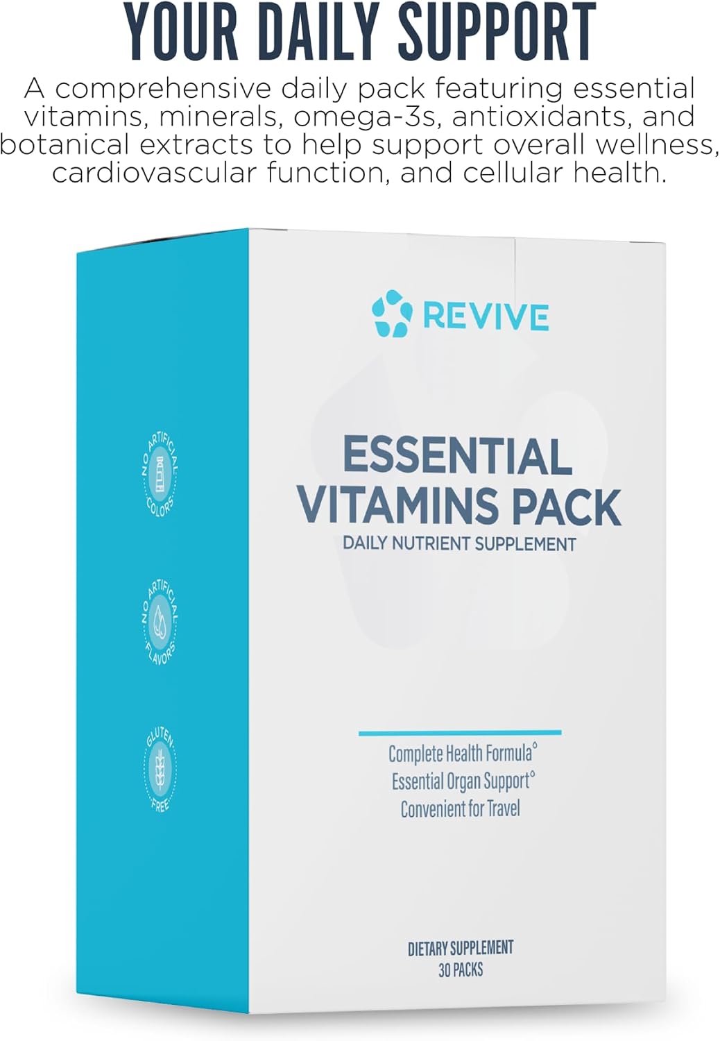 Revive MD Essential Vitamin Packs – Multivitamínico Diario en Sobres con Arjuna y Cúrcuma – 30 Dosis