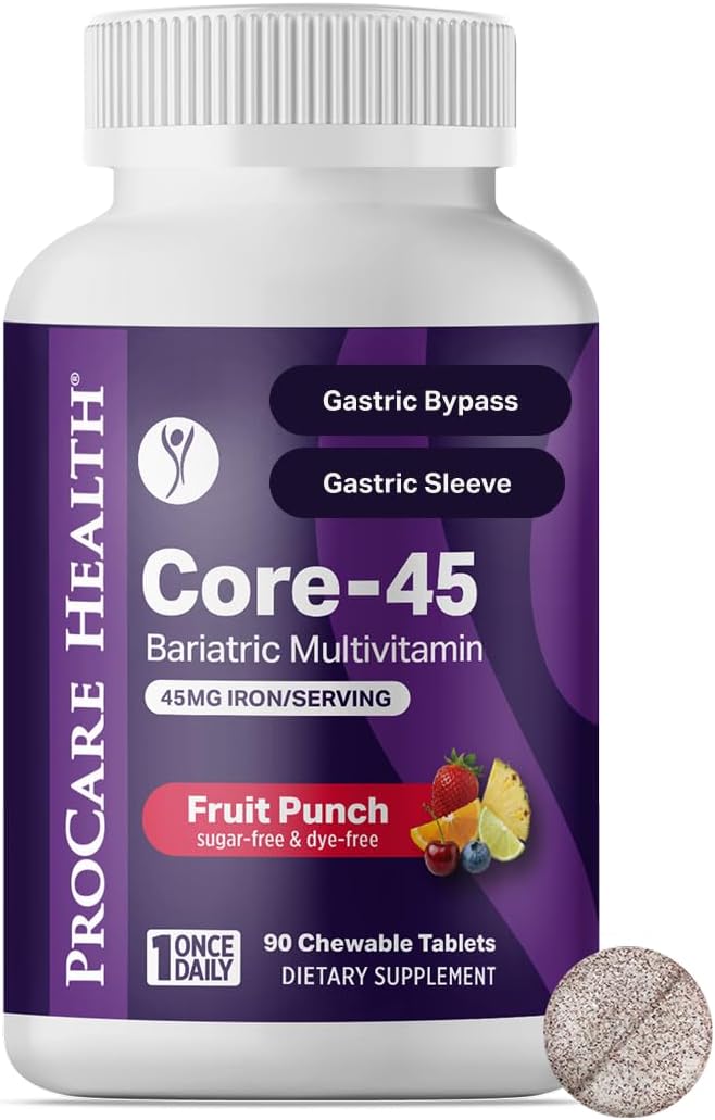 ProCare Health Multivitamínico Bariátrico con Hierro 45mg, 30 Comprimidos Masticables - Sabor a Ponche de Frutas