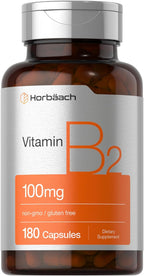 Horbäach Vitamina B2 100mg | 180 Cápsulas | Suplemento de Riboflavina