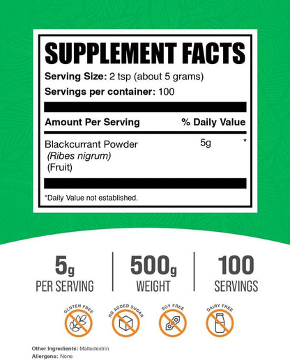 BulkSupplements Polvo de Grosella Negra 500g - Superalimento Secado al Aire y Sin Gluten – Image 2