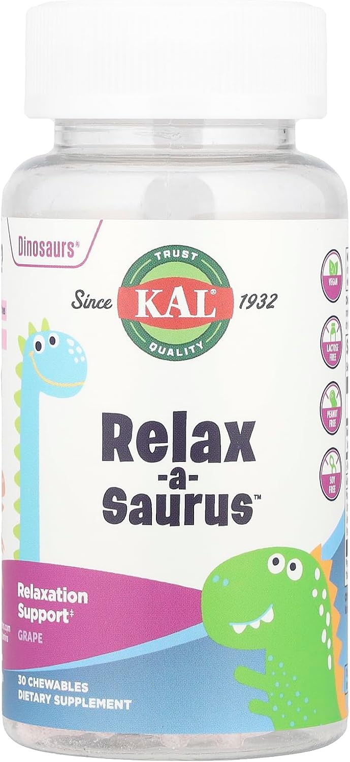 Relax-a-Saurus™ Masticables para niños (Uva, 30 comprimidos masticables)