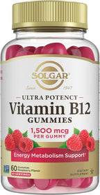 Solgar Methyl B12 Gominolas 1500mcg - Vitamina B12 Metilcobalamina para Energía y Metabolismo - Sabor Frambuesa - 60 Gominolas Veganas
