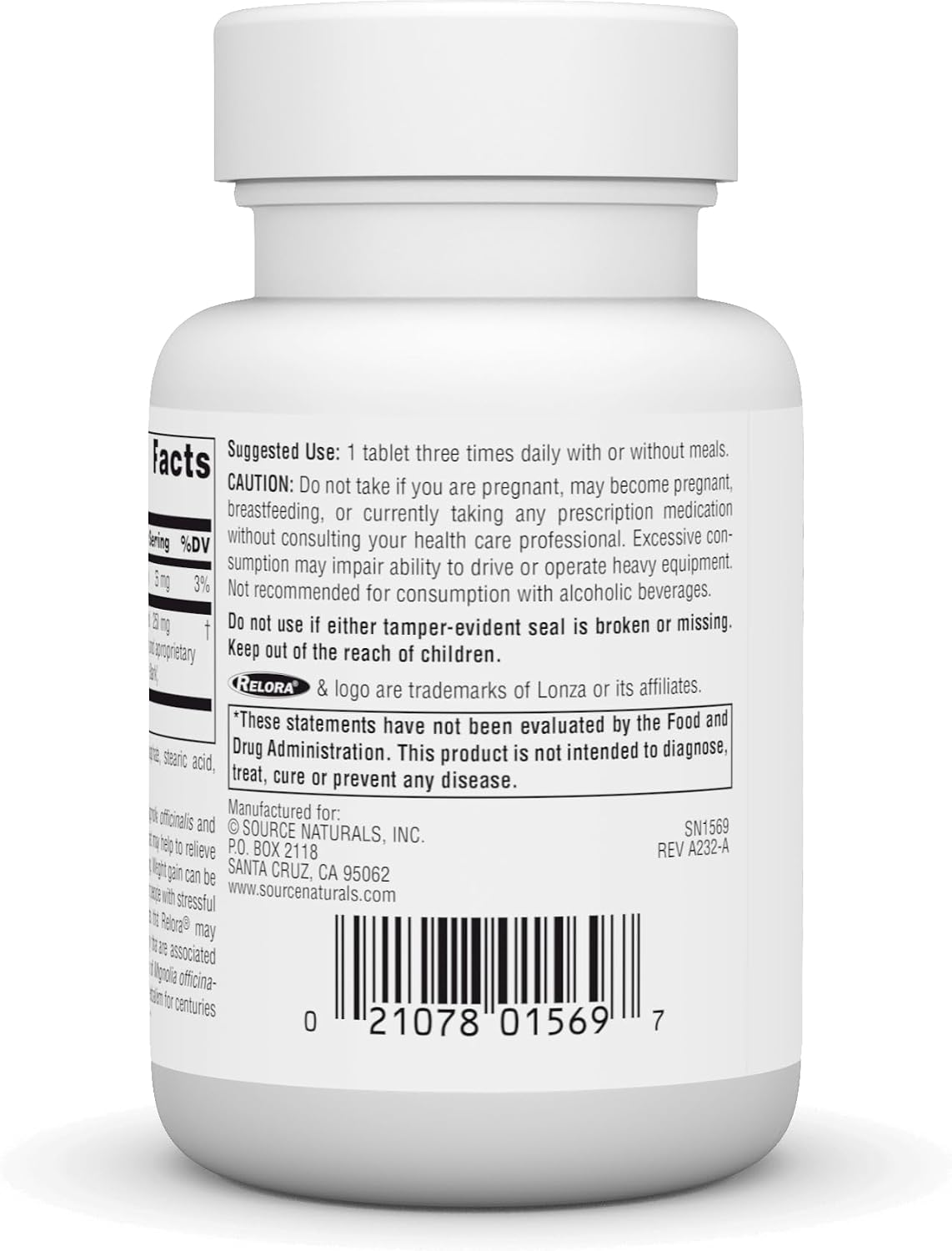 Source Naturals Relora 250 mg – 90 Tabletas
