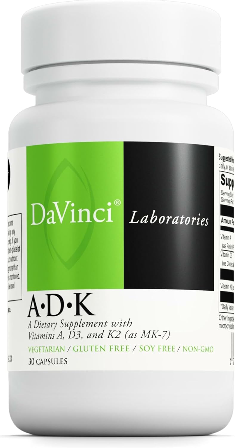 DAVINCI Labs ADK - Vitamins A, D3 & K2 (MK-7) - 60 Capsules