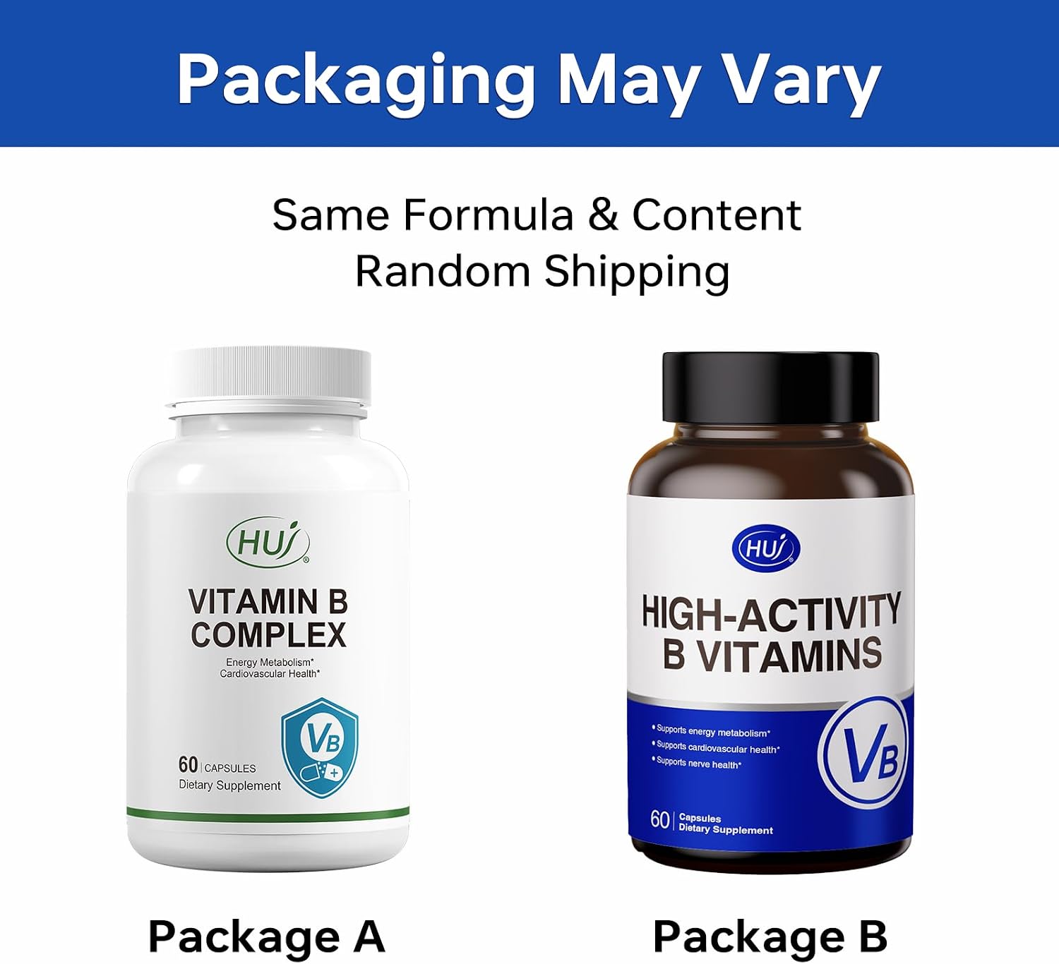 HUJ High-Activity B Vitamins - Complejo de 8 Vitaminas B con Inositol y D-Chiro Inositol - 60 Cápsulas