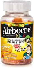 Airborne Gominolas de Vitamina C 500mg y Zinc para Niños, Sabor Frutas Variadas, Sin Gluten, 4 Paquetes de 21 Gominolas