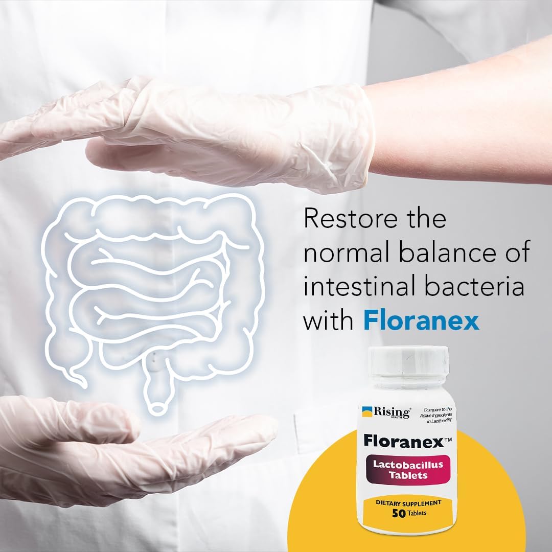 Rising Health Floranex Probiótico Lactobacillus - 50 Comprimidos para Salud Digestiva