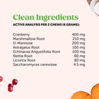 Pet Honesty Cranberry para Perros - Suplemento de Apoyo Urinario con D-Mannosa y Raíz de Malvavisco - Masticables Sabor Pollo (90 unidades)