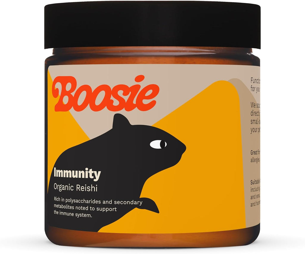Boosie Polvo Adaptógeno Orgánico para Perros y Gatos - Apoya el Sistema Inmunológico, Hígado y Vitalidad - Hongo Reishi - 100% Natural Sin Aditivos ni Conservantes - Nutrición para Mascotas