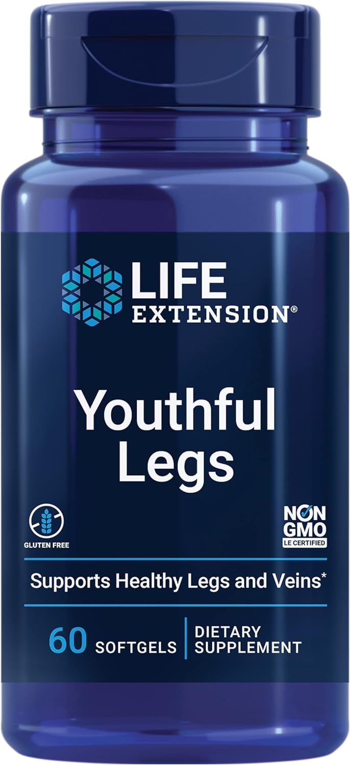 Life Extension Youthful Legs - Suplemento para la Salud Vascular y Circulación de las Piernas con Diosmina y Extracto de Naranja Dulce - 60 Cápsulas Blandas