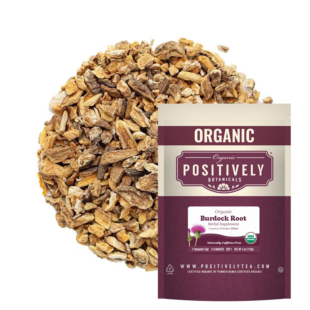Organic Positively Botanicals Company, Burdock Root, Herbal Tea Loose Leaf Botanical, 4 Ounce