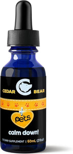 Cedar Bear Pet's Calm Down - Suplemento Herbal Natural para Alivio del Estrés en Gatos, Perros, Aves y Mascotas Exóticas, 60 ml