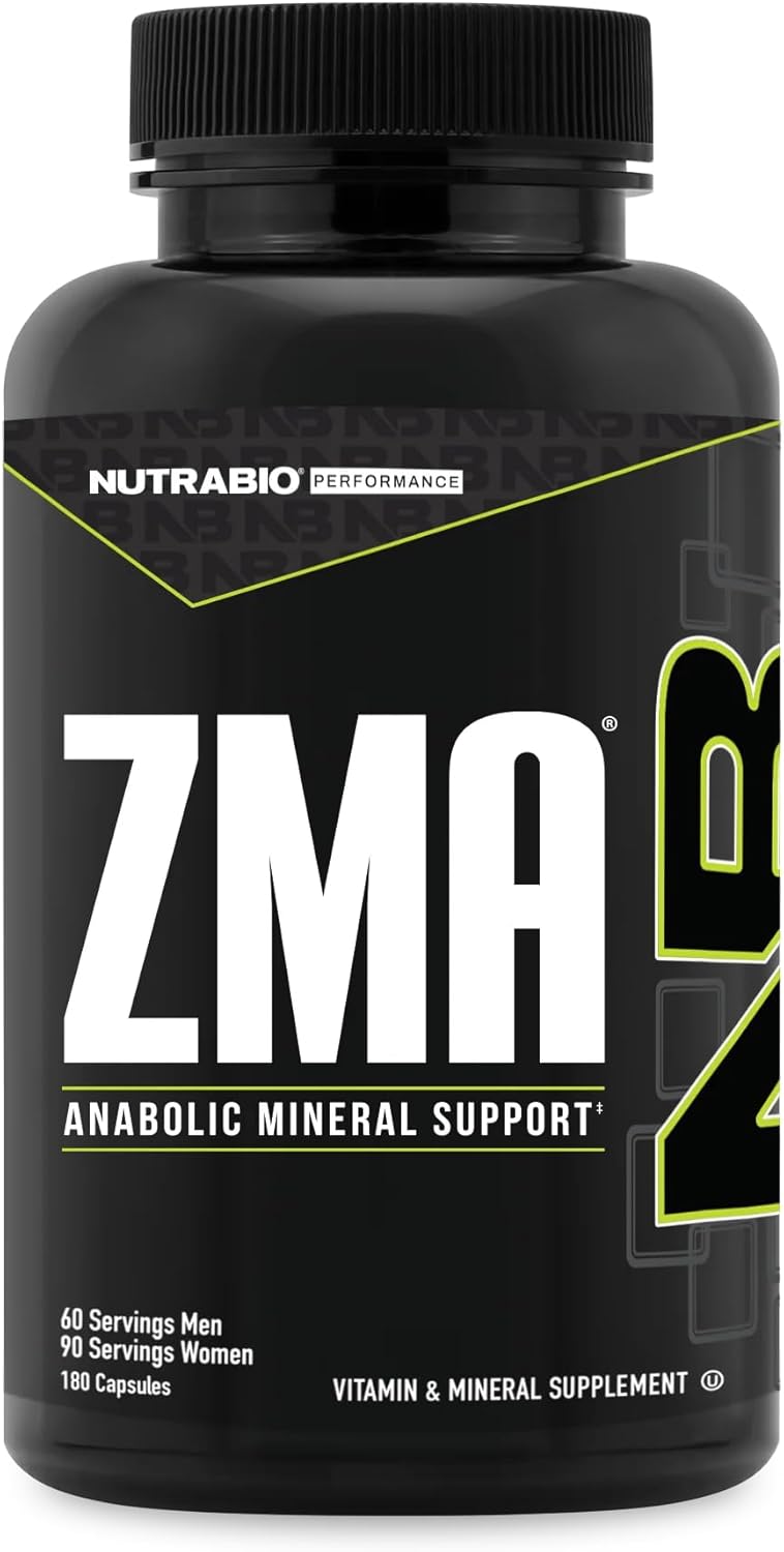 NutraBio ZMA - Complemento de Zinc, Magnesio y Vitamina B6 para Hombres y Mujeres - 90 Cápsulas