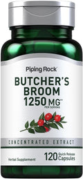 Suplemento de Butchers Broom de Piping Rock | 120 Cápsulas | Raíz Herbal Tradicional | Extracto Concentrado | No OGM, Sin Gluten