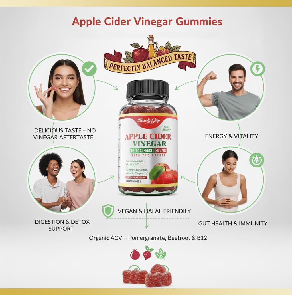 Beauty Grip Gominolas de Vinagre de Manzana Orgánico con la Madre