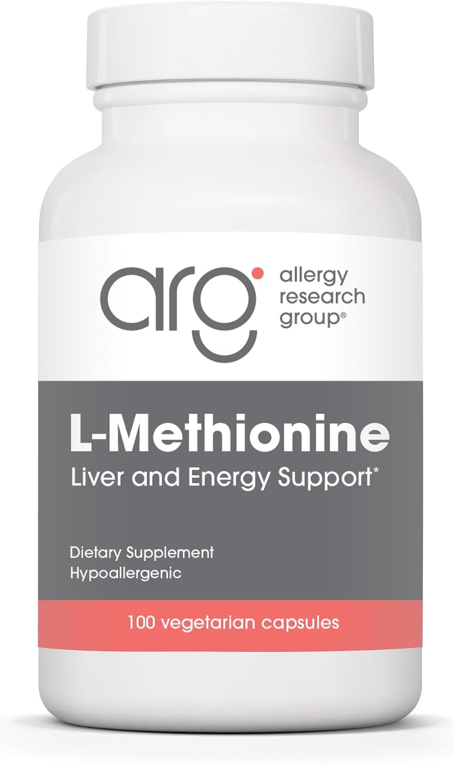 Allergy Research Group ARG L-Metionina - Aminoácido Esencial - Soporte Hepático y Energético - Hipoalergénico - 100 Cápsulas