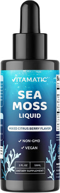 Vitamatic Liquid Organic Irish Sea Moss con Fucus y Raíz de Bardana - 2800 mg por ración - 60 ml