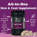 Kala Health PeakTails Skin & Coat Support para Perros – 150 Comprimidos Masticables con MSM, Aceite de Pescado, Omega-3 y Omega-6