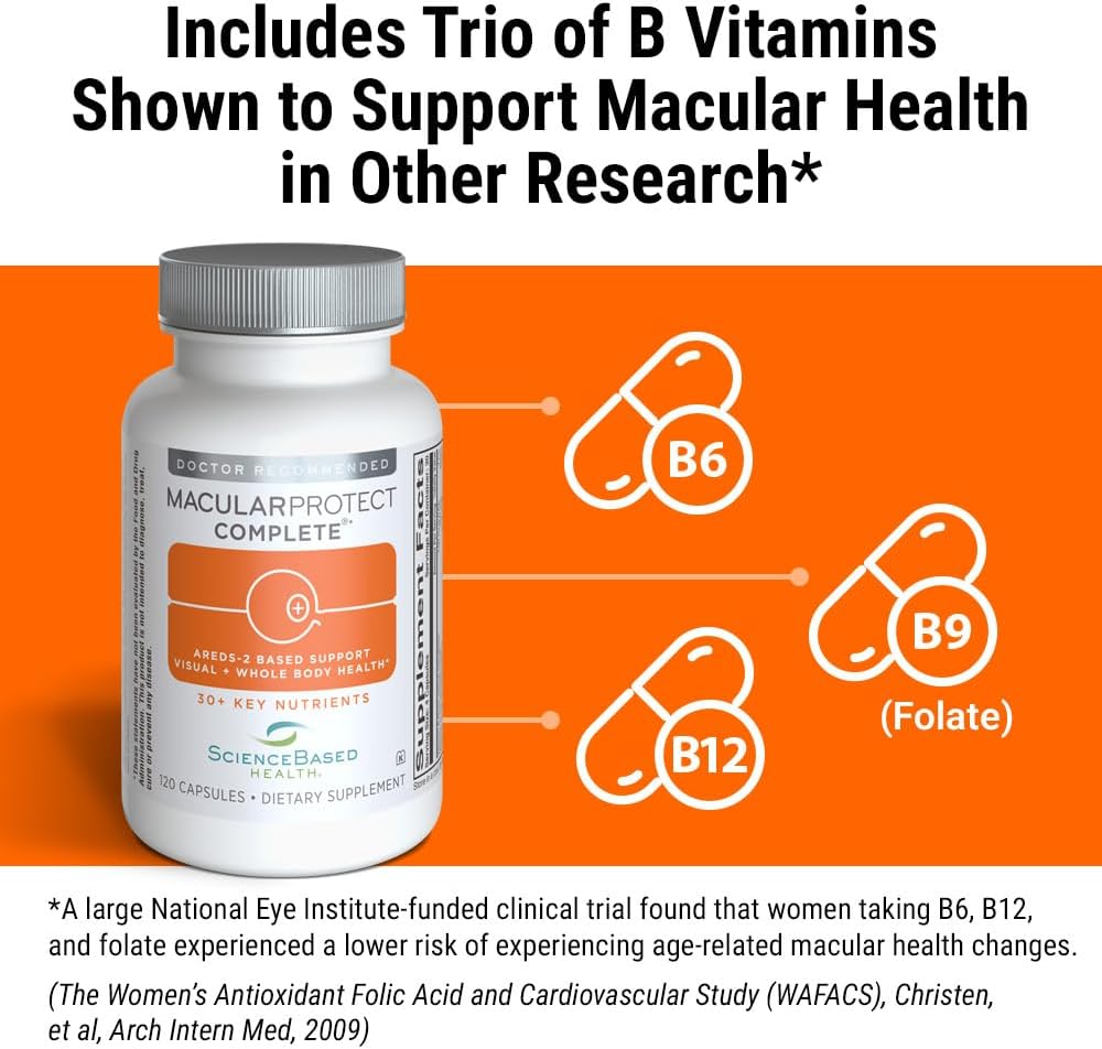 ScienceBased Health MacularProtect Complete – Suplemento Ocular AREDS 2 y Multivitamínico Diario, 120 Cápsulas
