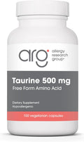 ARG Taurine 500 mg - Complemento de Aminoácido Libre - Apoyo Cardíaco y Electrolítico - 100 Cápsulas