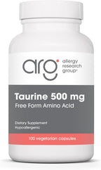 ARG Taurine 500 mg - Complemento de Aminoácido Libre - Apoyo Cardíaco y Electrolítico - 100 Cápsulas