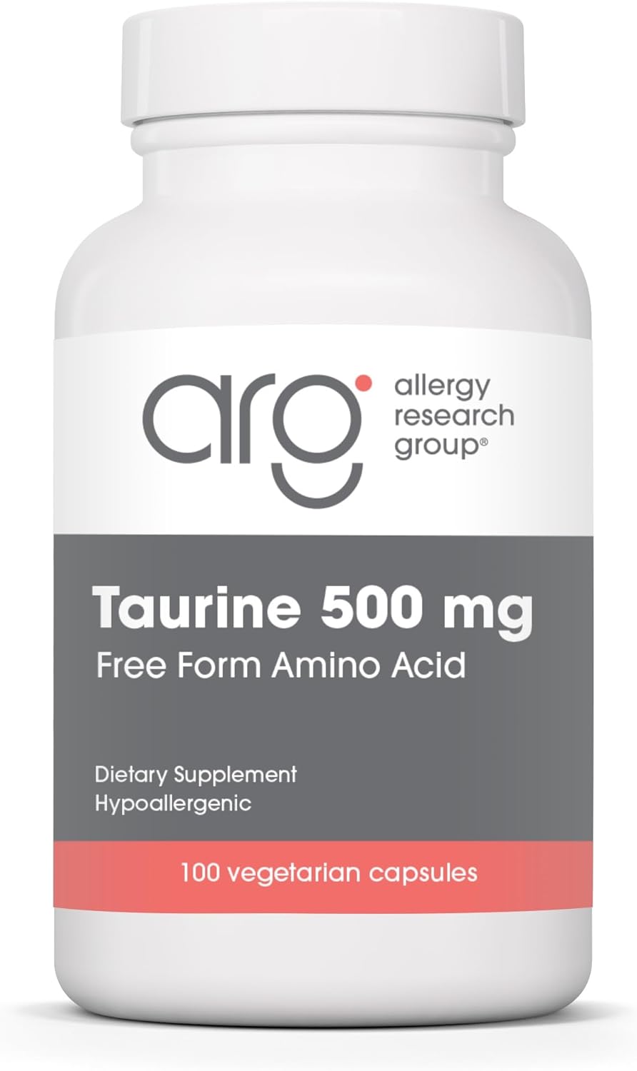 ARG Taurine 500 mg - Complemento de Aminoácido Libre - Apoyo Cardíaco y Electrolítico - 100 Cápsulas
