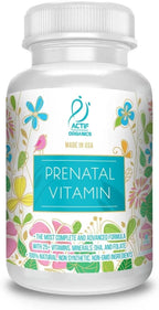 ACTIF Vitaminas Prenatales Orgánicas con 30+ Vitaminas, DHA, EPA, Omega 3 y Mezcla de Hierbas - 90 Cápsulas, Fórmula 2024
