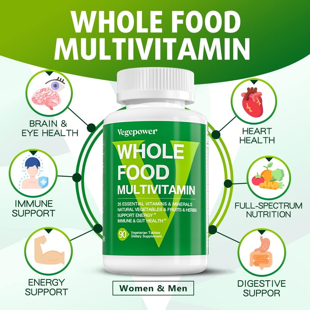 VEGEPOWER Multivitamínico Vegano para Hombres - Alimentos Integrales con Metilados, 180 Comprimidos