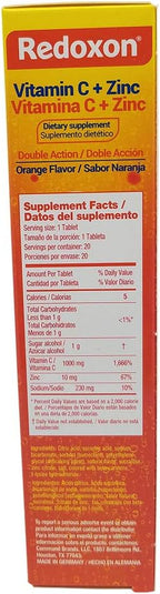 Redoxon Vitamina C + Zinc Efervescente 20 comprimidos Sabor Naranja